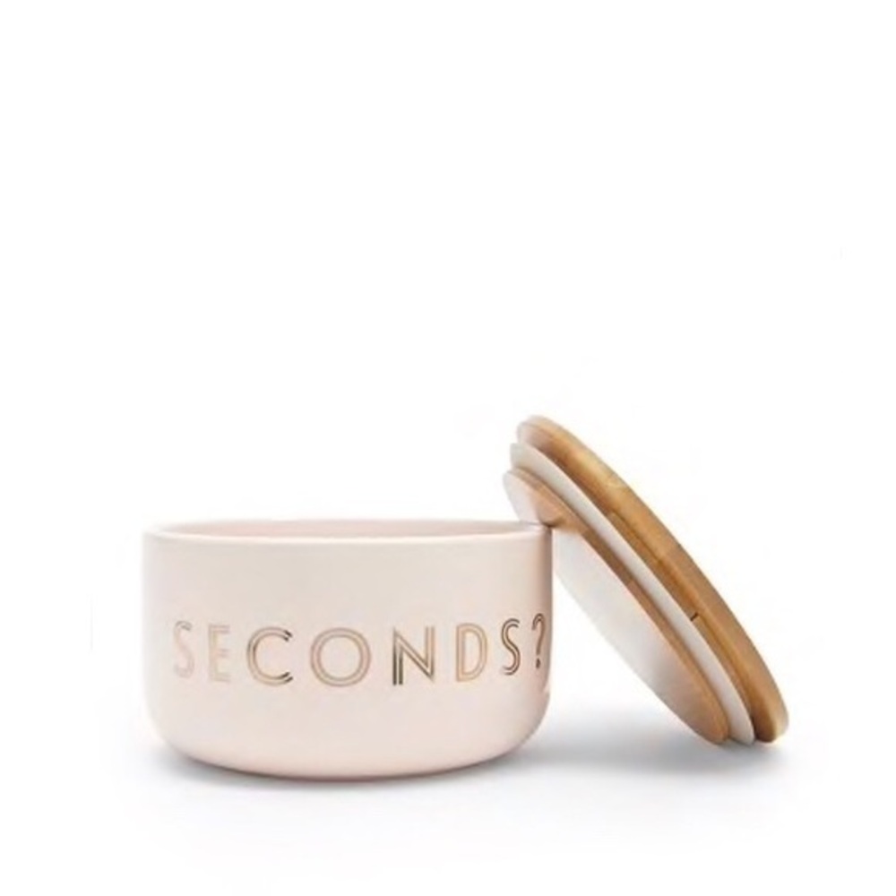 NEW Blush Pink Gold Wooden Top Food Storage Bowl